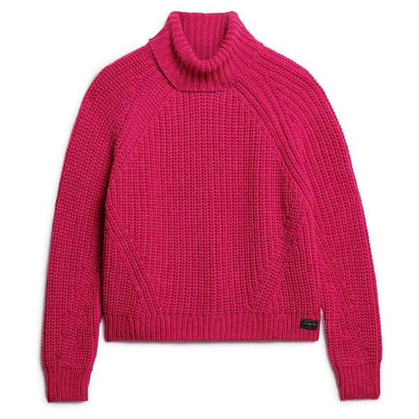 Superdry Slouchy Stitch Korkeakauluksinen Neulepaita Pinkki M Nainen