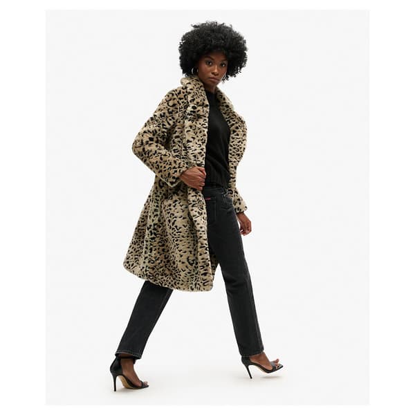 Superdry Vintage Long Faux Fur Coat Jacka Beige S Kvinna