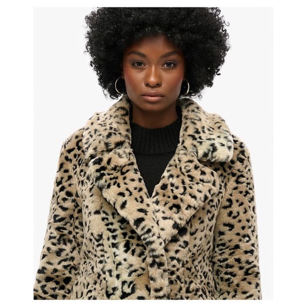Superdry Vintage Long Faux Fur Coat Jacka Beige S Kvinna