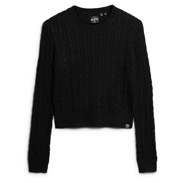Superdry Fitted Cable Tröja Svart L Kvinna
