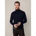 Miniatyrbillede 1 af 8: Hackett Merino Silk Roll Striktrøje Med Høj Hals Blå 2XL Mand