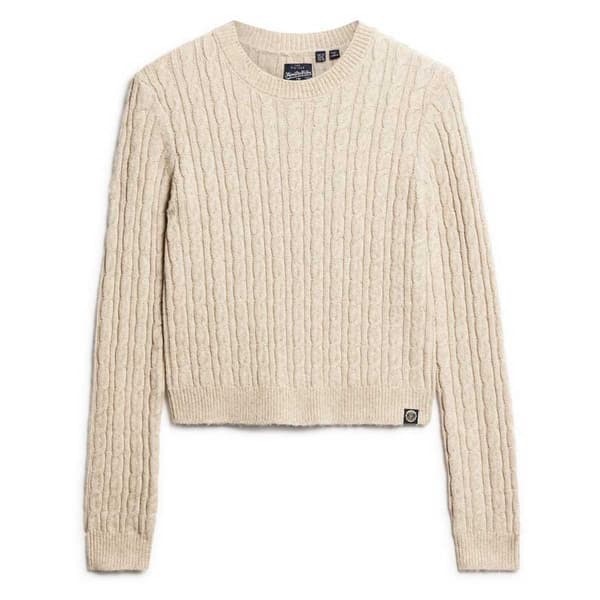 Superdry Fitted Cable Tröja Beige XS Kvinna