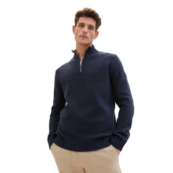 Tom Tailor 1038253 Cosy Knitted Troyer Halv Lynlås Sweater Blå L Mand
