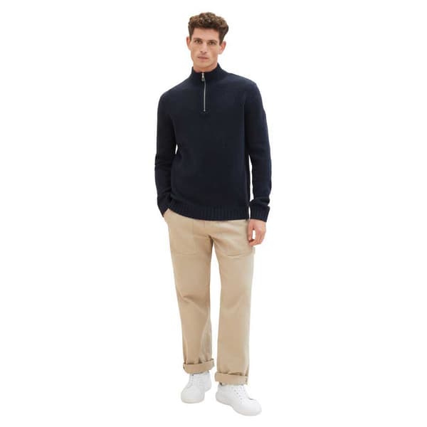 Tom Tailor 1038253 Cosy Knitted Troyer Halv Lynlås Sweater Blå L Mand