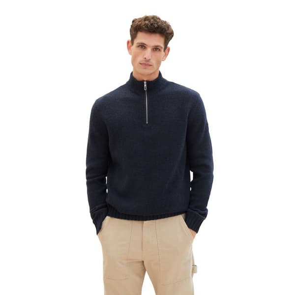 Tom Tailor 1038253 Cosy Knitted Troyer Halv Lynlås Sweater Blå L Mand