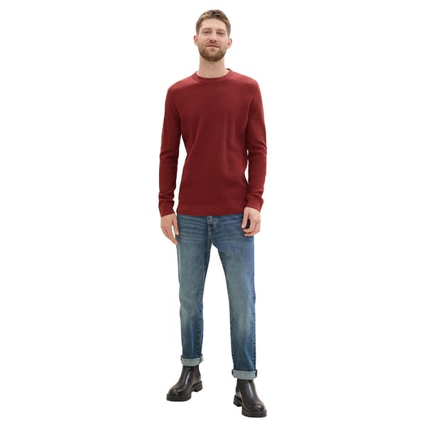 Tom Tailor Structured Crewneck Knit Trøje Rød 2XL Mand