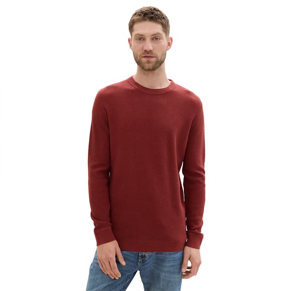 Tom Tailor Structured Crewneck Knit Trøje Rød XL Mand