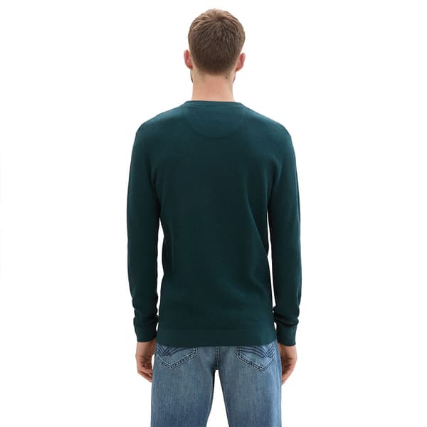 Tom Tailor Structured Crewneck Knit Trøje Grøn L Mand