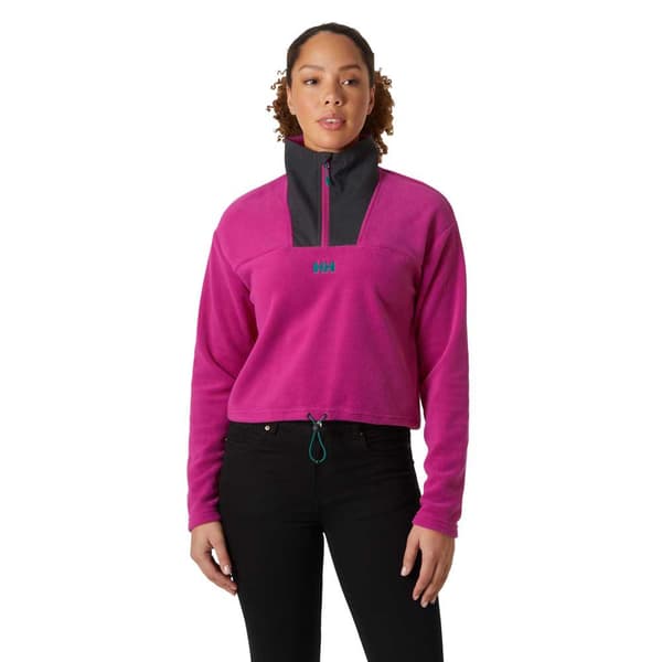 Helly Hansen Daybreaker Cropped Fleecejakke Med Halv Lynlås Rosa XL Kvinde
