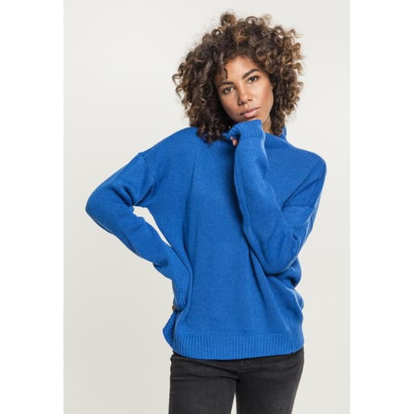 Urban Classics Striktrøje Med Høj Hals Blå XS Kvinde