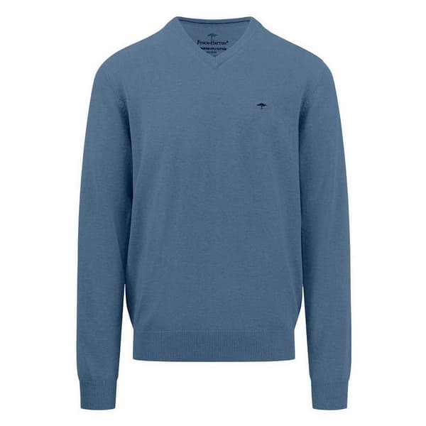 Fynch Hatton 1414211 V-hals Sweater Blå L Mand