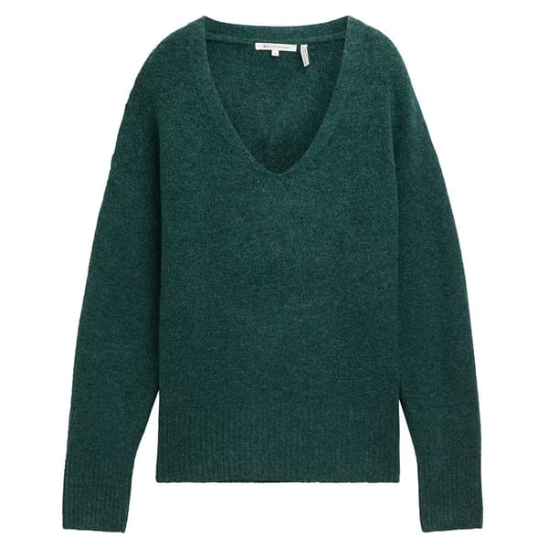Tom Tailor Cozy Tröja Med V-ringning Grönt M Kvinna