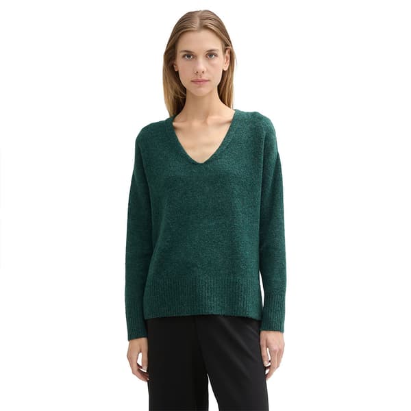 Tom Tailor Cozy V-hals Sweater Grøn M Kvinde