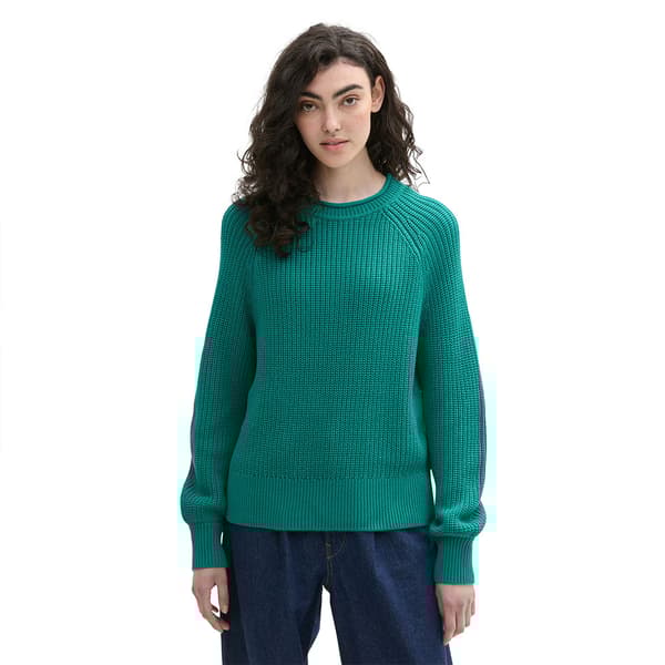 Tom Tailor Crew Neck Tröja Grönt S Kvinna