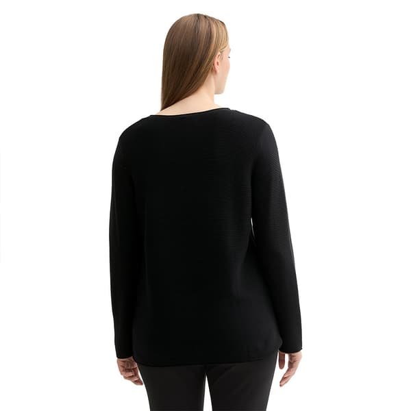 Tom Tailor Sweater New Ottoman Plus Trøje Sort 46 Kvinde