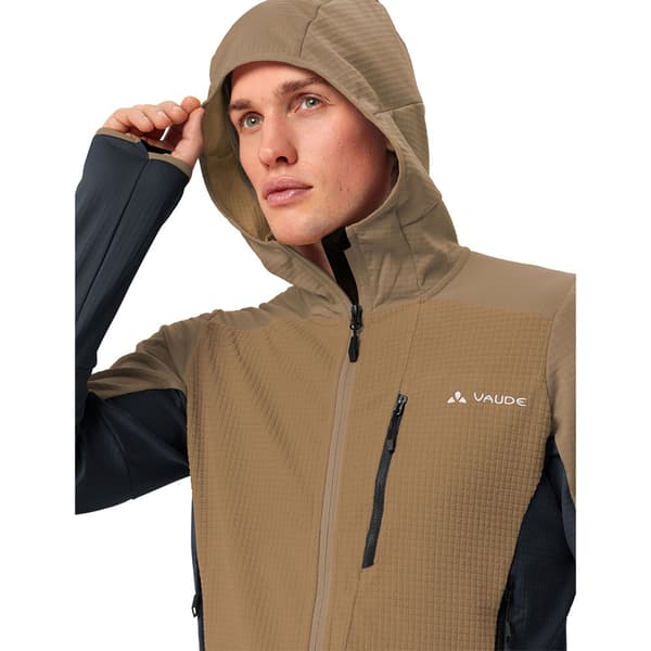 Vaude Monviso Grid Fleecejakke Med Hætte Brun L Mand