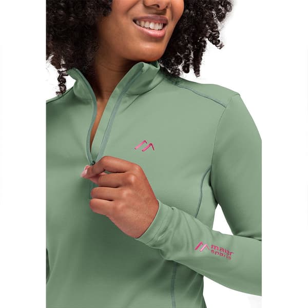 Maier Sports Jenna Rec Fleecejakke Med Halv Lynlås Grøn 2XL / Regular Kvinde