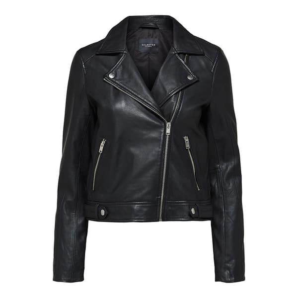 Selected Katie Leather Jacka Svart 34 Kvinna