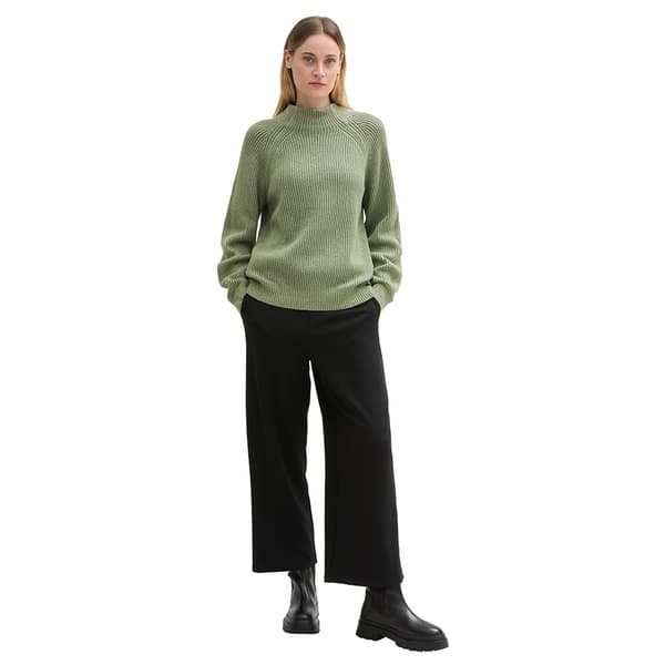 Tom Tailor Knit Plated Rib Trøje Grøn 2XL Kvinde