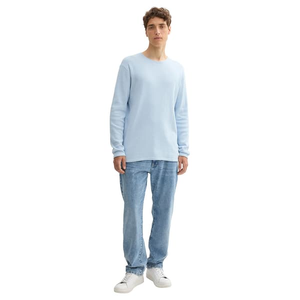 Tom Tailor Structured Roll Edge Knit Tröja Blå L Man