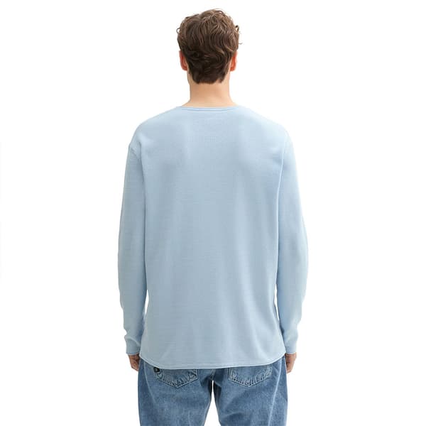 Tom Tailor Structured Roll Edge Knit Tröja Blå L Man
