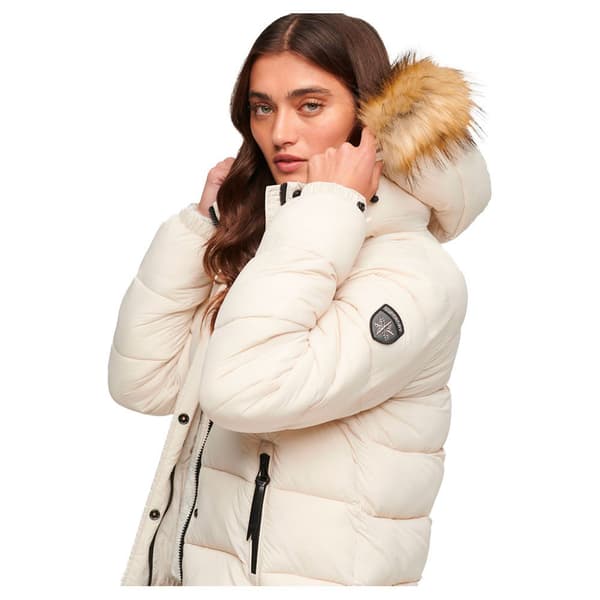 Superdry Faux Fur Puffjacka Beige L Kvinna