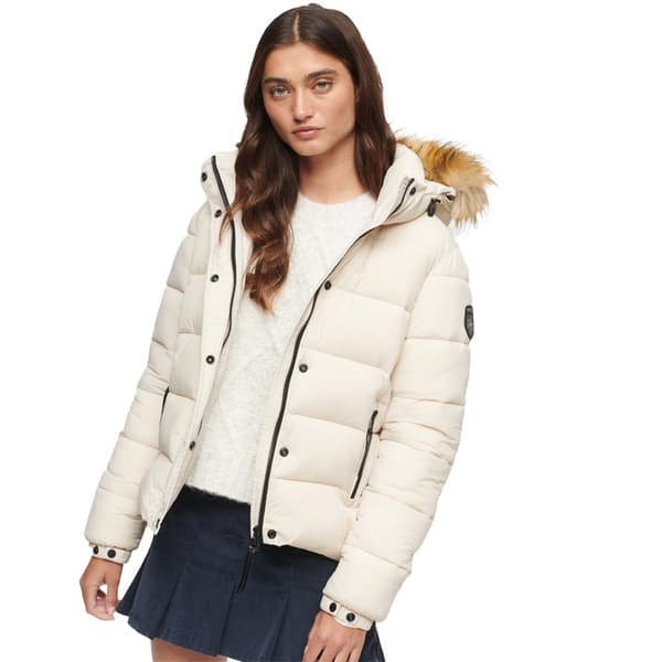Superdry Faux Fur Puffjacka Beige L Kvinna