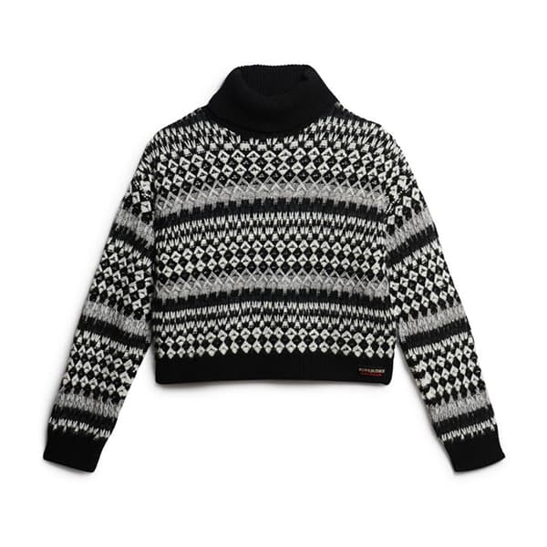 Superdry Roll Crop Tröja Med Hög Krage Svart M Kvinna