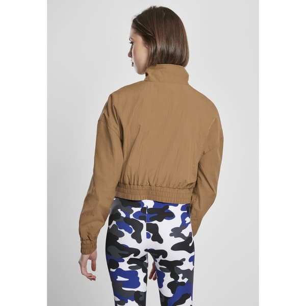 Urban Classics Cropped Crinkle Nylon Jakke Brun S Kvinde
