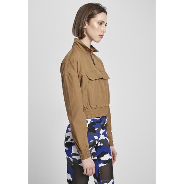 Urban Classics Cropped Crinkle Nylon Jakke Brun S Kvinde