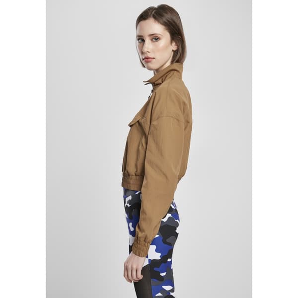 Urban Classics Cropped Crinkle Nylon Jakke Brun S Kvinde