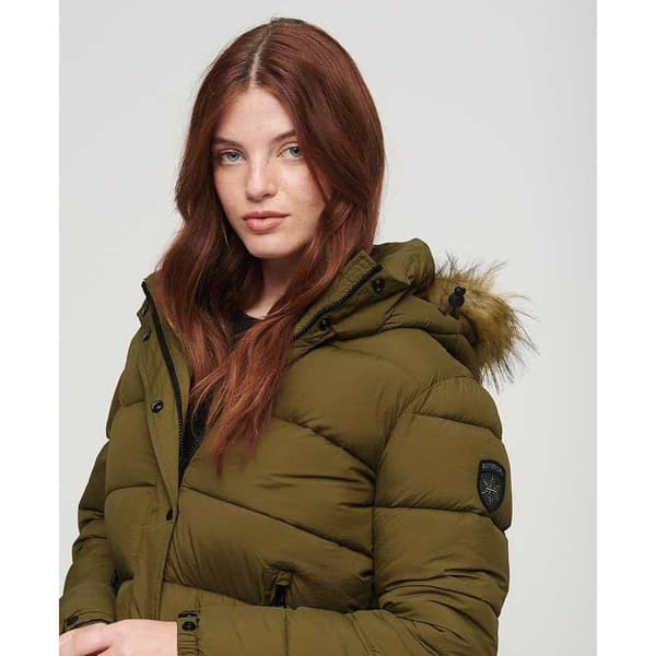 Superdry Faux Fur Puffjacka Grönt L Kvinna