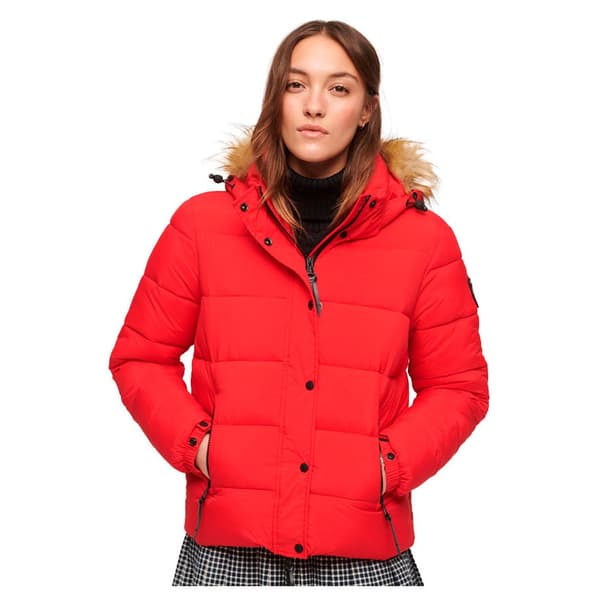 Superdry Faux Fur Puffjacka Röd M Kvinna