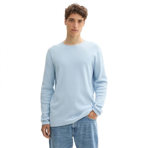 Tom Tailor Structured Roll Edge Knit Trøje Blå 2XL Mand