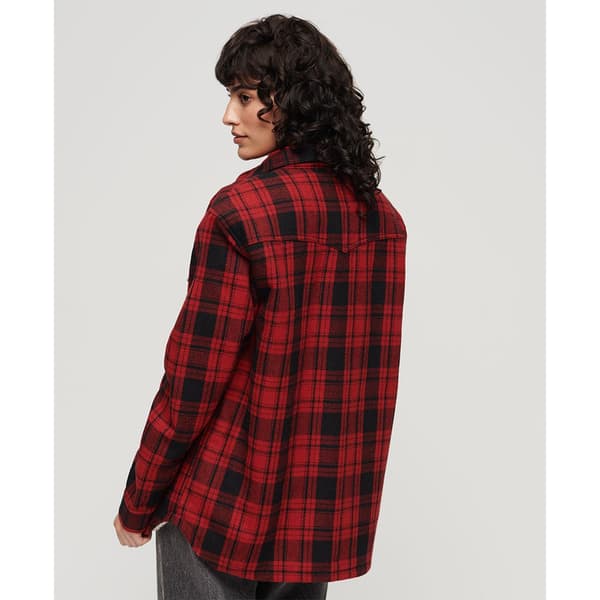 Superdry Borg Check Overtrøje Rød S Kvinde