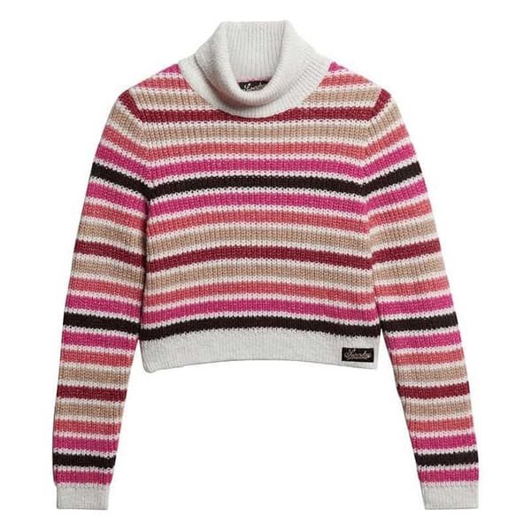 Superdry Stripe Crop Tröja Med Hög Krage Flerfärgad XL Kvinna