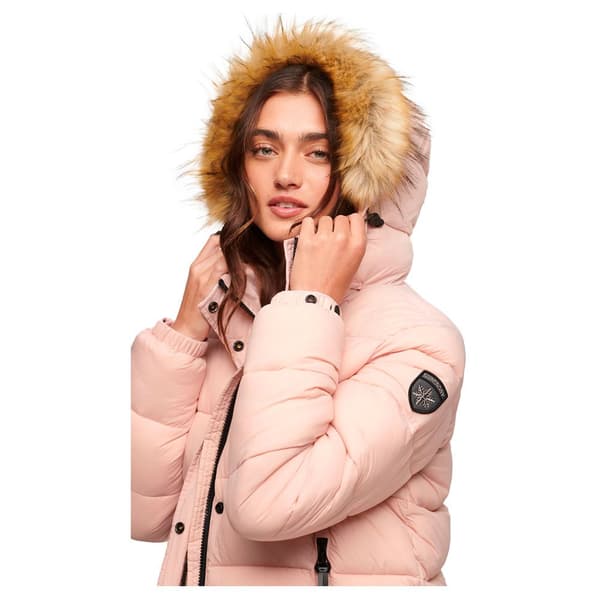 Superdry Faux Fur Puffjacka Rosa S Kvinna