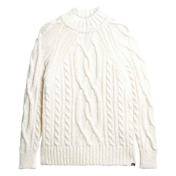 Superdry High Neck Cable Neulepaita Valkoinen XL Nainen