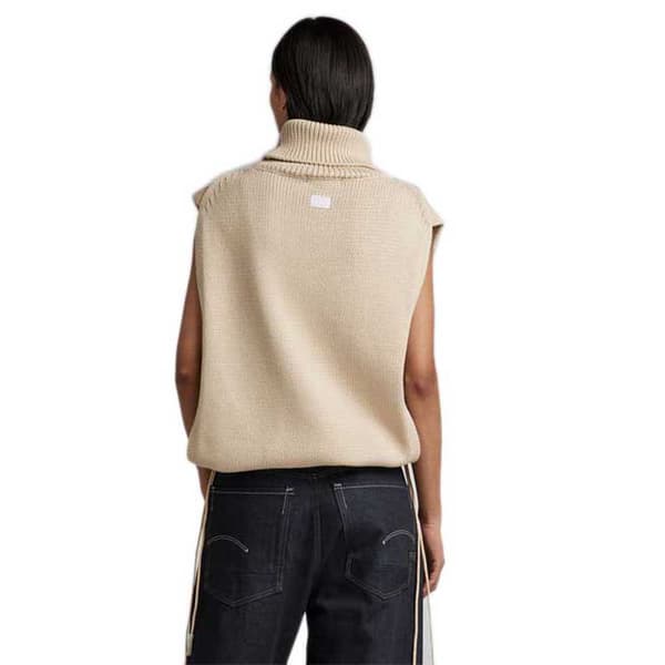 G-star Open Side Tröja Med Hög Krage Beige M Kvinna