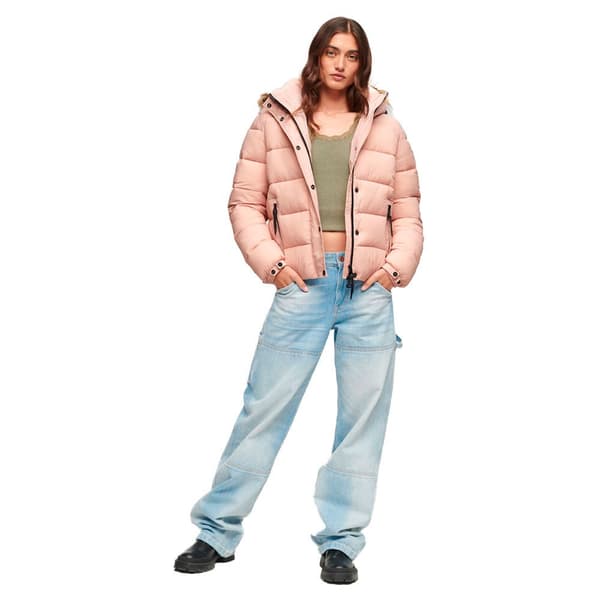 Superdry Faux Fur Puffjacka Rosa M Kvinna