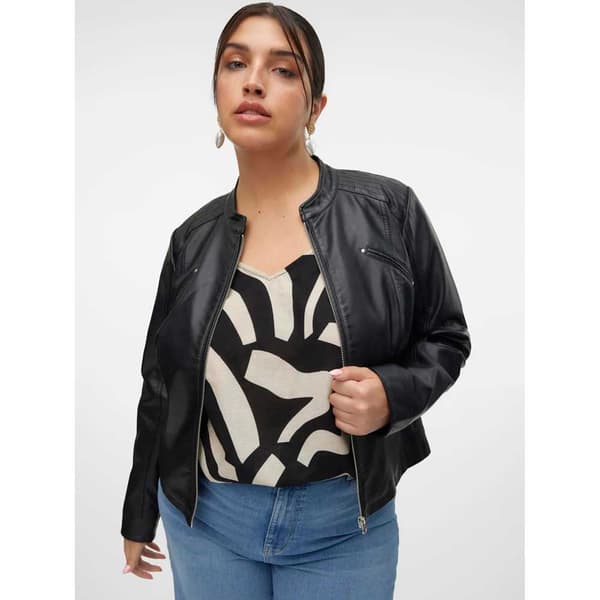 Vero Moda Curve Cfavodona Læderjakke Sort 50 Kvinde
