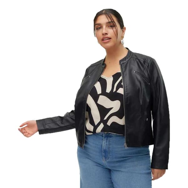 Vero Moda Curve Cfavodona Læderjakke Sort 50 Kvinde