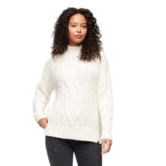 Superdry High Neck Cable Tröja Vit XS Kvinna