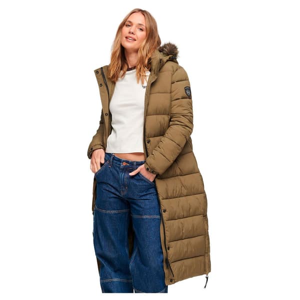 Superdry Faux Fur Longline Untuvatakki Beige XS Nainen