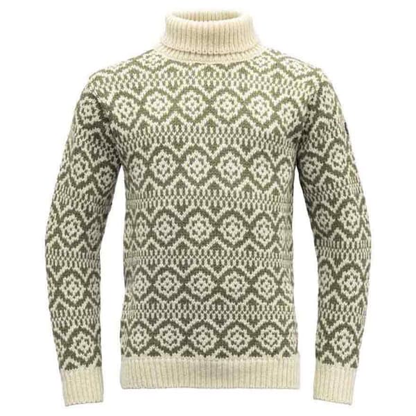 Devold Of Norway Hoddevik Wool High Neck Trøje Beige,Grøn M Mand