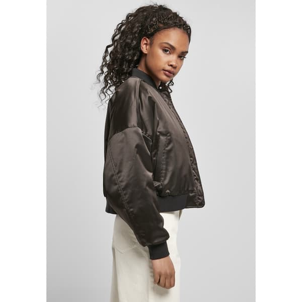 Urban Classics Oversized Satin Jakke Sort 2XL Kvinde