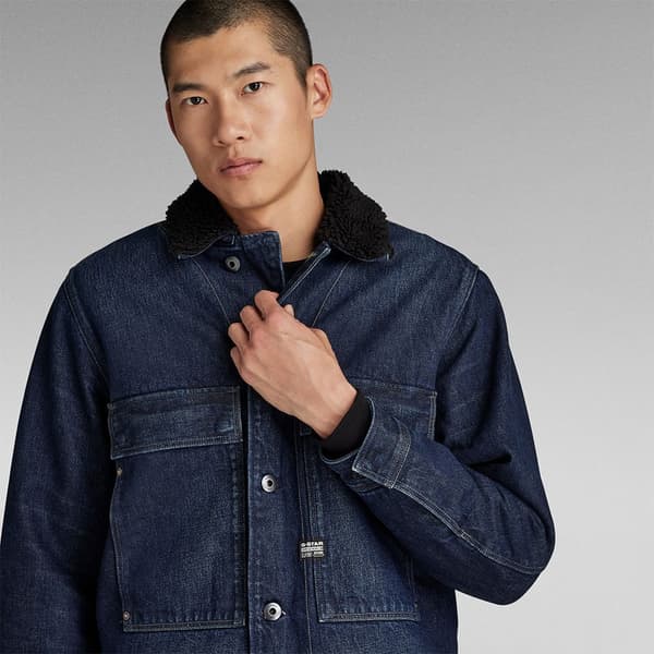 G-star Utility Flap Pocket Sherpa Denimjakke Blå XL Mand