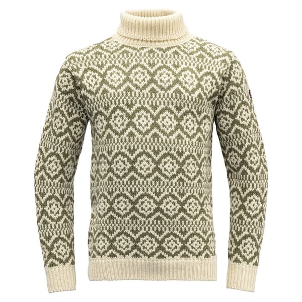 Devold Of Norway Hoddevik Wool High Neck Trøje Beige,Grøn S Mand