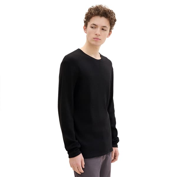 Tom Tailor Structured Roll Edge Knit Trøje Sort XL Mand