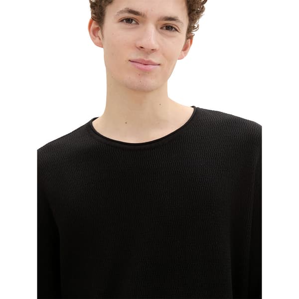 Tom Tailor Structured Roll Edge Knit Trøje Sort XL Mand